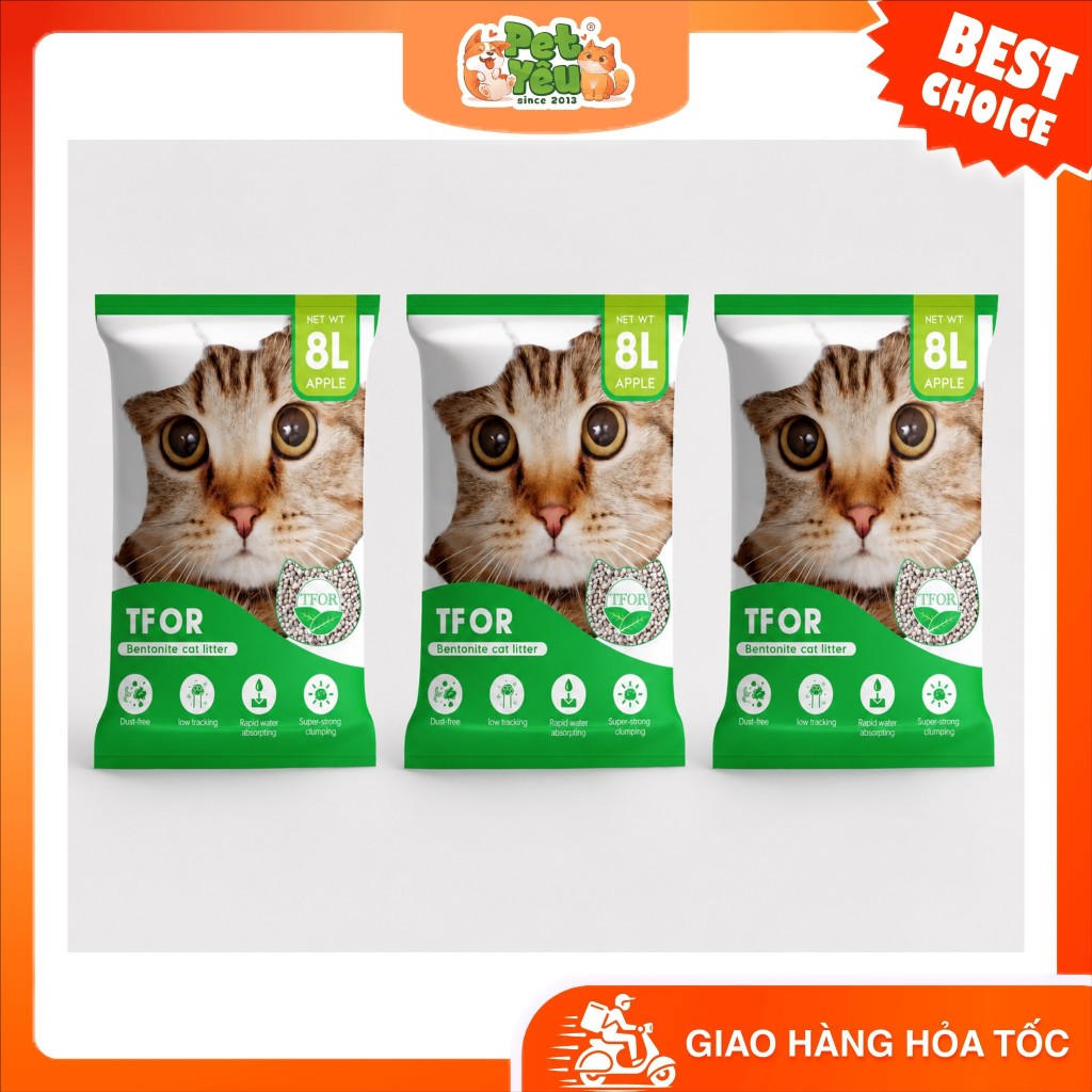 ( TẢI 6 GÓI ) Cát vệ sinh cho mèo TFOR Túi 8L 3.5KG vón tốt, khử mùi hiệu quả