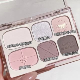 Bảng phấn mắt đa năng 6 ô Tingphe nội địa Trung in dập nổi các họa tiết nơ mềm mại