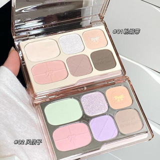 Bảng phấn mắt đa năng 6 ô Tingphe nội địa Trung in dập nổi các họa tiết nơ mềm mại