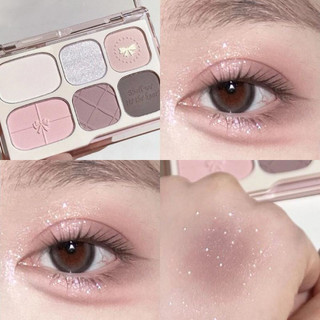 Bảng phấn mắt đa năng 6 ô Tingphe nội địa Trung in dập nổi các họa tiết nơ mềm mại