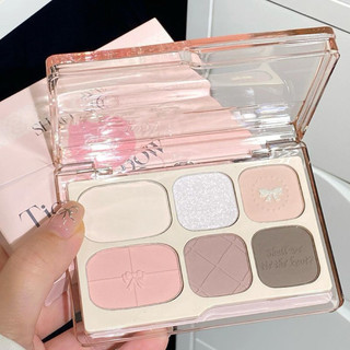 Bảng phấn mắt đa năng 6 ô Tingphe nội địa Trung in dập nổi các họa tiết nơ mềm mại
