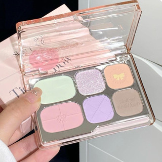 Bảng phấn mắt đa năng 6 ô Tingphe nội địa Trung in dập nổi các họa tiết nơ mềm mại