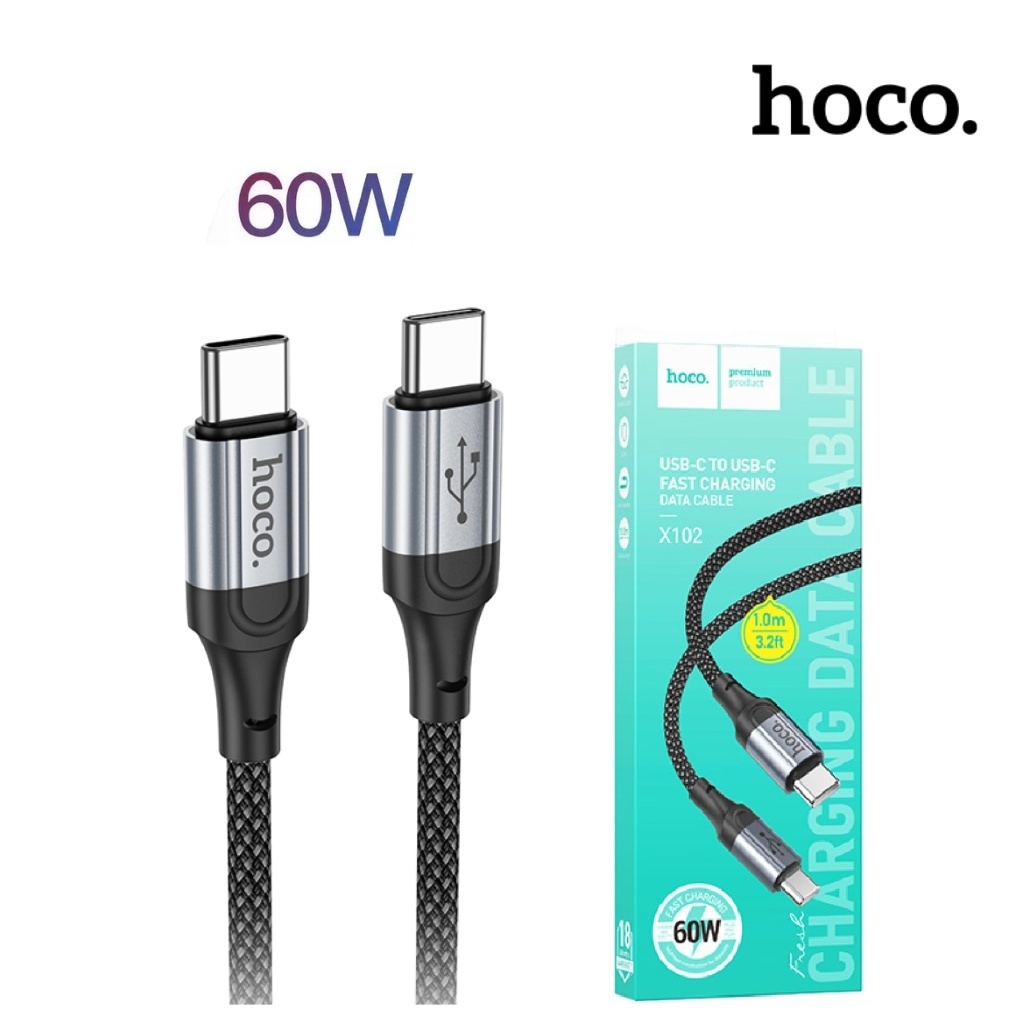 Cáp Sạc Nhanh Type C to Type C 60W Hoco X102 – Dây Sạc PD Công Suất Cao, Sạc Nhanh Cho ĐT & Laptop