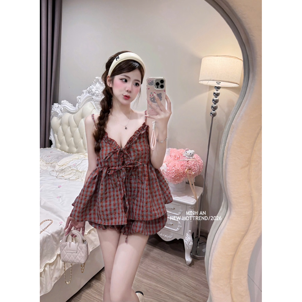 Sét kẻ buộc quần bồng  SM