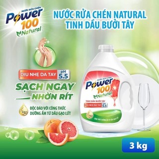 Nước rửa chén POWER100 Natural Tinh Dầu bưởi tây 3kg