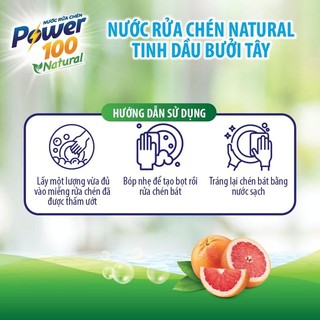 Nước rửa chén POWER100 Natural Tinh Dầu bưởi tây 3kg