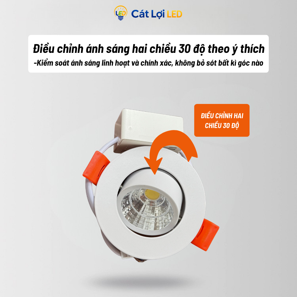 Đèn Âm Trần Spotlight 3W Xoay Góc Thiết Kế Nhỏ Gọn Chiếu Sáng Linh Hoạt, Loại Đèn LED Rọi Chiếu Điểm CRI > 98