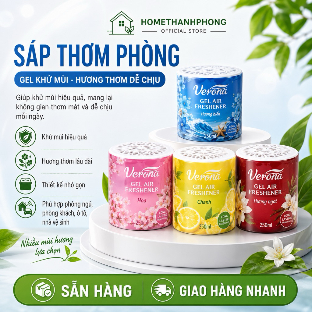 Sáp thơm phòng Verona Plus 250ml – Gel khử mùi, làm thơm phòng, hương thơm lâu dài