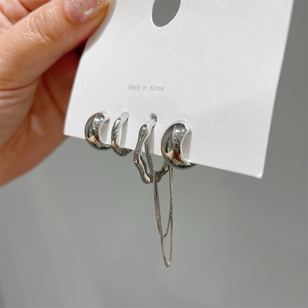 Set Khuyên tai nữ chuôi bạc 925 De Merci bông tai hình phủ bóng phụ kiện trang sức nữ cá tính BT