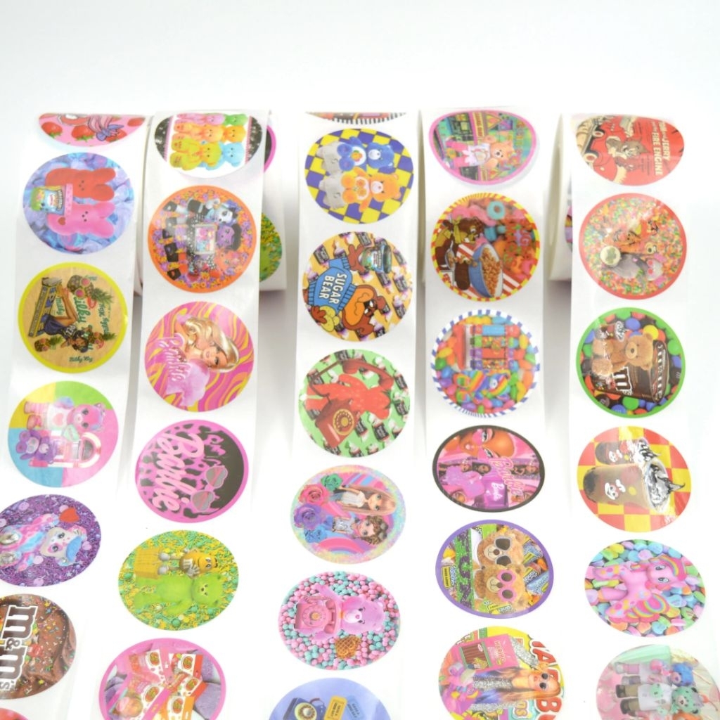 Tem dán cuộn tròn sticker mẫu cartoon ( 500 tem/cuộn)