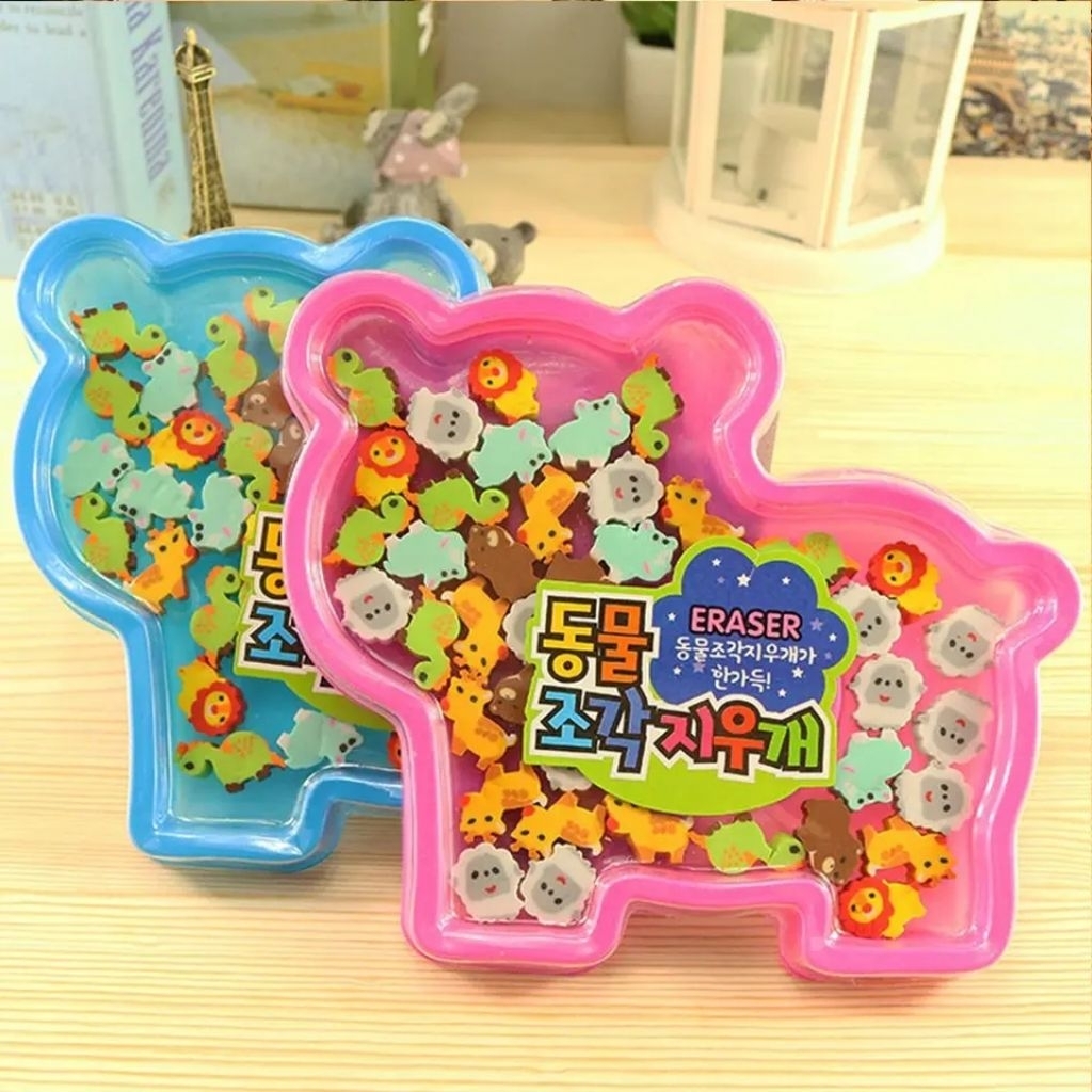 Hộp gôm viên mini tẩy bút chì hình động vật