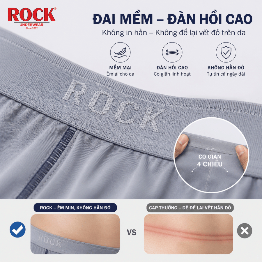 [COMBO 5] Quần Lót Nam ROCK QA546 Cao Cấp Thun Lạnh Thoáng Khí, Quần Sịp Nam Cao Cấp Xịn Ôm Sát Thoái Mái Vận Động