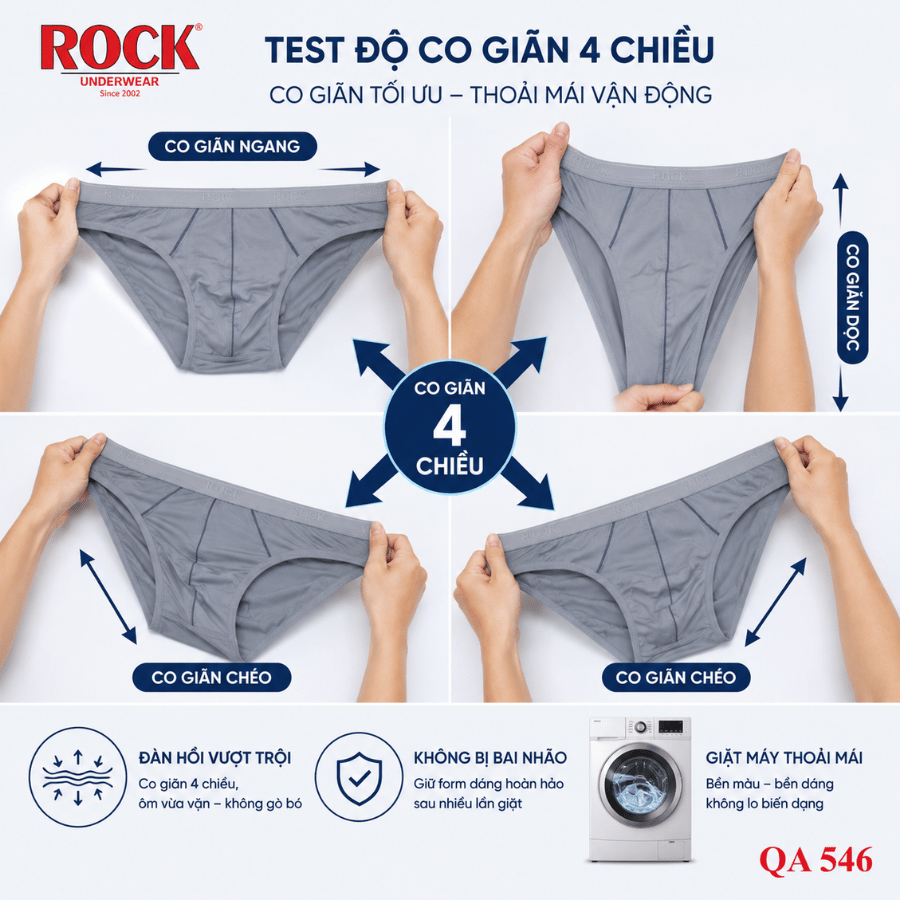 [COMBO 5] Quần Lót Nam ROCK QA546 Cao Cấp Thun Lạnh Thoáng Khí, Quần Sịp Nam Cao Cấp Xịn Ôm Sát Thoái Mái Vận Động