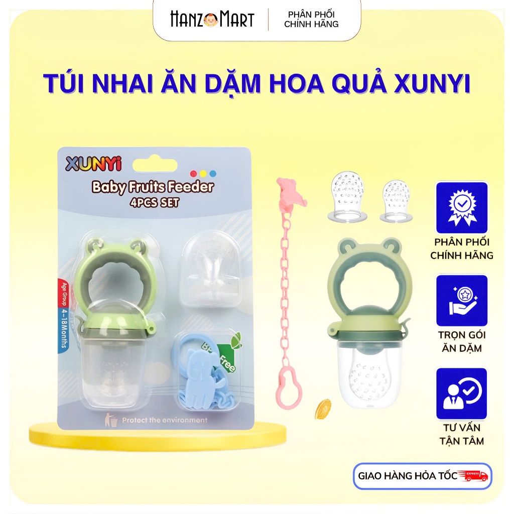 Túi Nhai Ăn Dặm Hoa Quả Cho Bé XunYi - hanzomart
