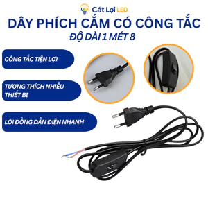 Dây điện sử dụng cho đèn có sẵn công tắc tiện lợi phích cắm 2 chân