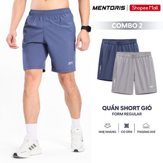 COMBO 2 Quần Đùi Nam MENTORIS, Quần Short Gió Mềm Nhẹ, Form Vừa Vặn, Cạp Chun Linh Hoạt CB2MSR01