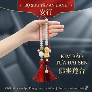 [BST An Hành 1] Khánh Treo Xe Ô Tô Phật Thích Ca Hoa Sen Gỗ Hoàng Dương Cao Cấp - Dây Treo Xe Hơi Phong Thủy Bình An