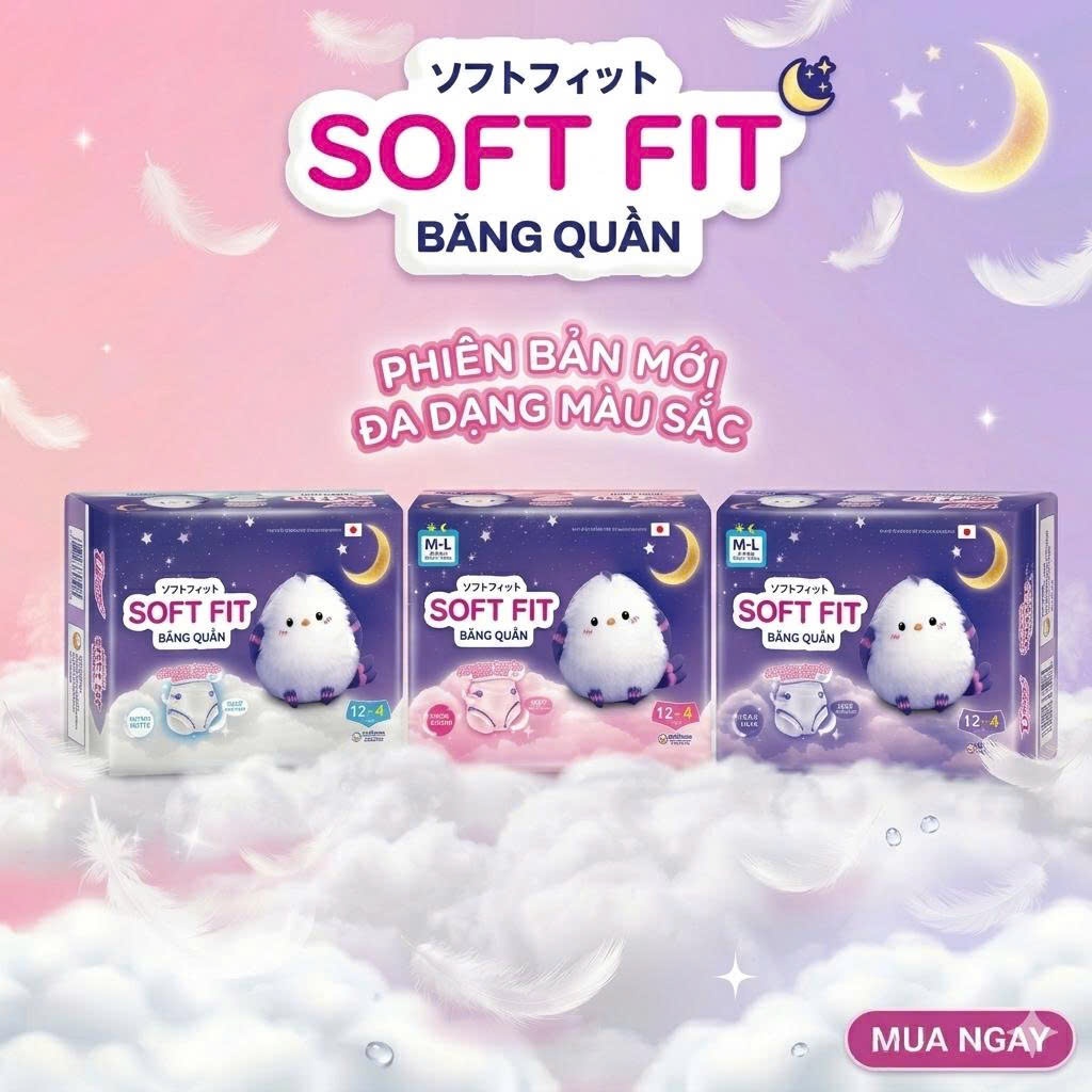 [COMBO 3 TẶNG 1] Băng vệ sinh dạng quần Diana Soft Fit 12 miếng tặng thêm 4, siêu mỏng, chống tràn