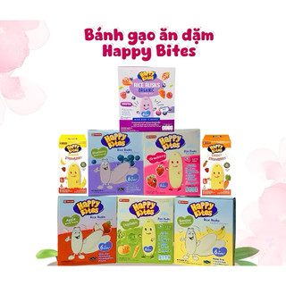 Bánh gạo ăn dặm Happy Bites Vị Dâu,Chuối,Táo,Việt Quất,Rau Củ cho bé 6m+, Hộp 21/42/50gram