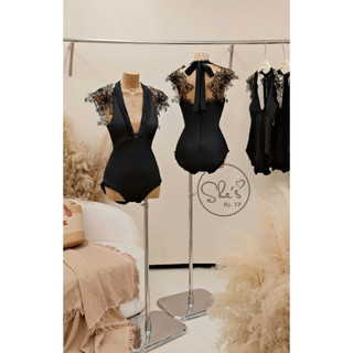 Bikini 1 Mảnh Xếp Ly Viền Ren Vai