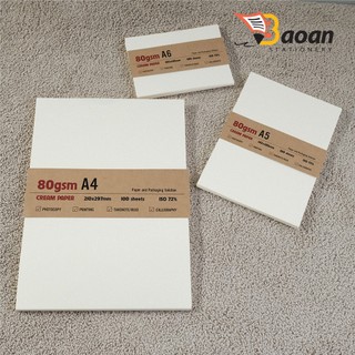 [Có sẵn] 100 tờ giấy kem 80gsm - A4, A5 fit, A6 fit - Dùng in ấn, vẽ phác thảo, ghi chú +++++