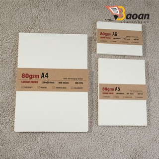 [Có sẵn] 100 tờ giấy kem 80gsm - A4, A5 fit, A6 fit - Dùng in ấn, vẽ phác thảo, ghi chú +++++