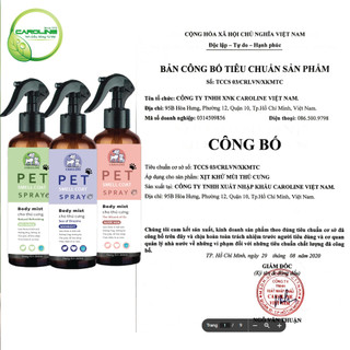 Bodymist xịt thơm cho thú cưng - giúp khử mùi cho chó mèo