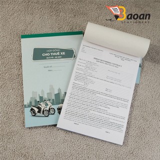 Hợp đồng CHO THUÊ XE TIẾNG ANH (xe ôtô - xe máy) khổ a4 2 liên++++