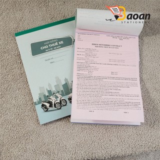 Hợp đồng CHO THUÊ XE TIẾNG ANH (xe ôtô - xe máy) khổ a4 2 liên++++
