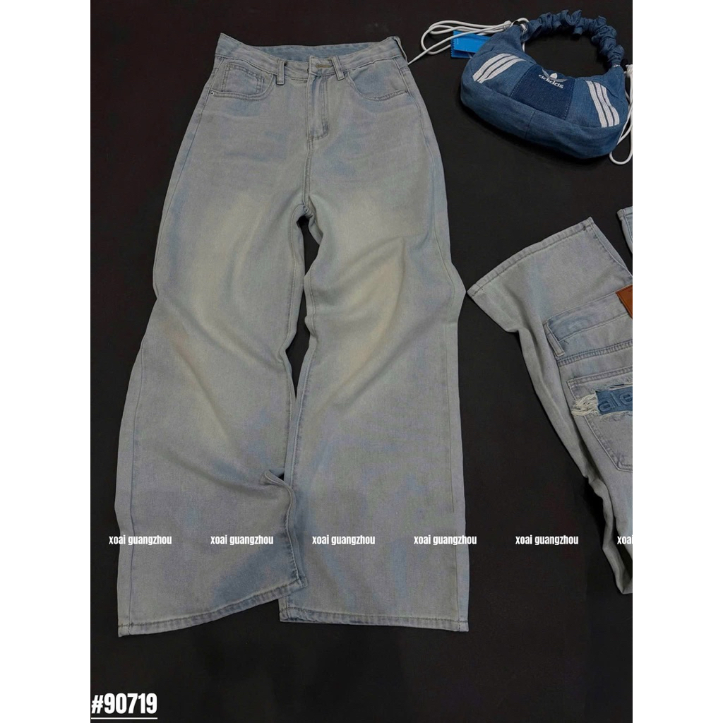 🥭Jeans xuông xanh nhạt trơn basic alex túi sau hàng QC loại 1 new ~ • #90719 • S/M/L