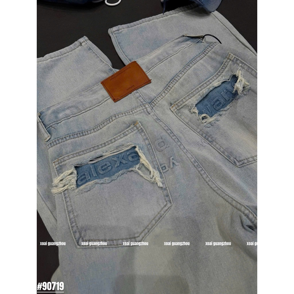 🥭Jeans xuông xanh nhạt trơn basic alex túi sau hàng QC loại 1 new ~ • #90719 • S/M/L