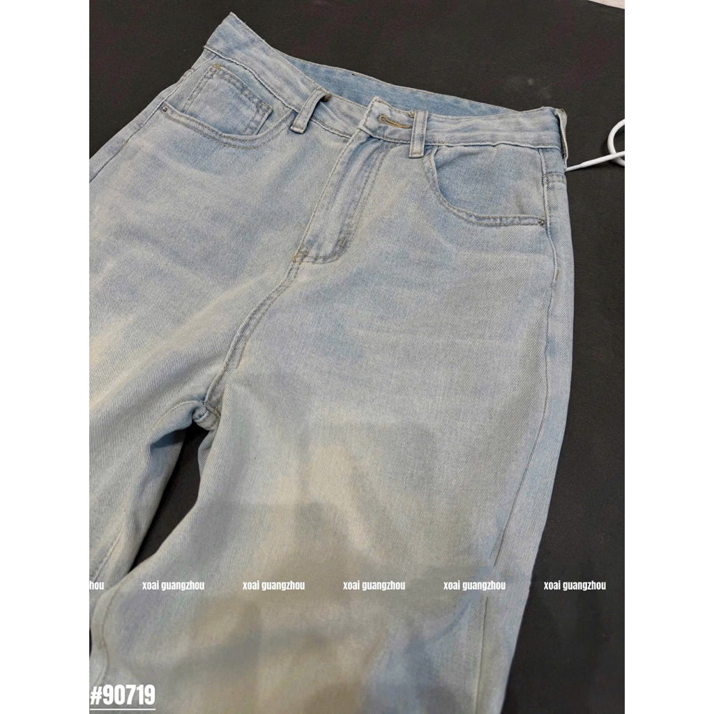 🥭Jeans xuông xanh nhạt trơn basic alex túi sau hàng QC loại 1 new ~ • #90719 • S/M/L