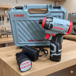(Bản đặc biệt màu xám ) Chuyên Vít Tocdo 16,8v Có Búa (2 Pin h+ 1 Sạc) Động Cơ Không Chổi Than