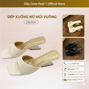 Dép Xuồng Nữ Mũi Vuông Gót 5cm Quai Bảng Mềm Êm Chân – Dép Đế Xuồng Kiểu Dáng Mới Thanh Lịch Dễ Phối Đồ