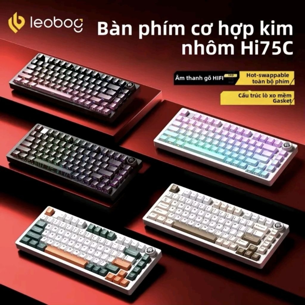 Leobog HI75C Pro - Bàn phím cơ không dây - 3 Mode kết nối - Núm xoay - Layout 75% - Led RGB - App | BigBuy360 - bigbuy360.vn