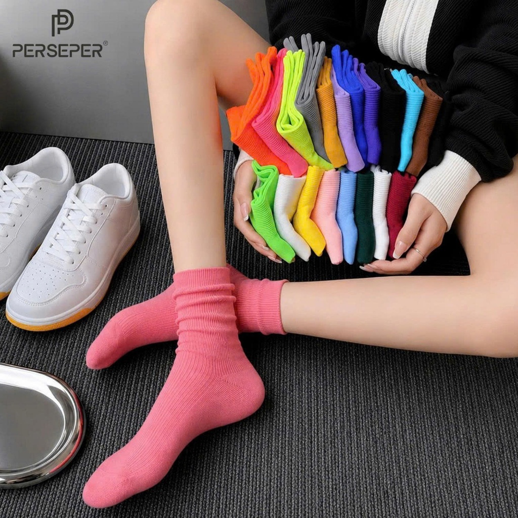 Tất cổ cao nam nữ, tất nữ nam nhún chất liệu cotton mềm thoáng mát dễ phối đồ- Cherry Shop