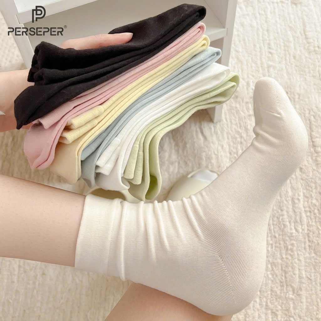 Tất cổ cao nữ trơn basic, chất liệu cotton thoáng khí mềm mịn – Cherry Shop