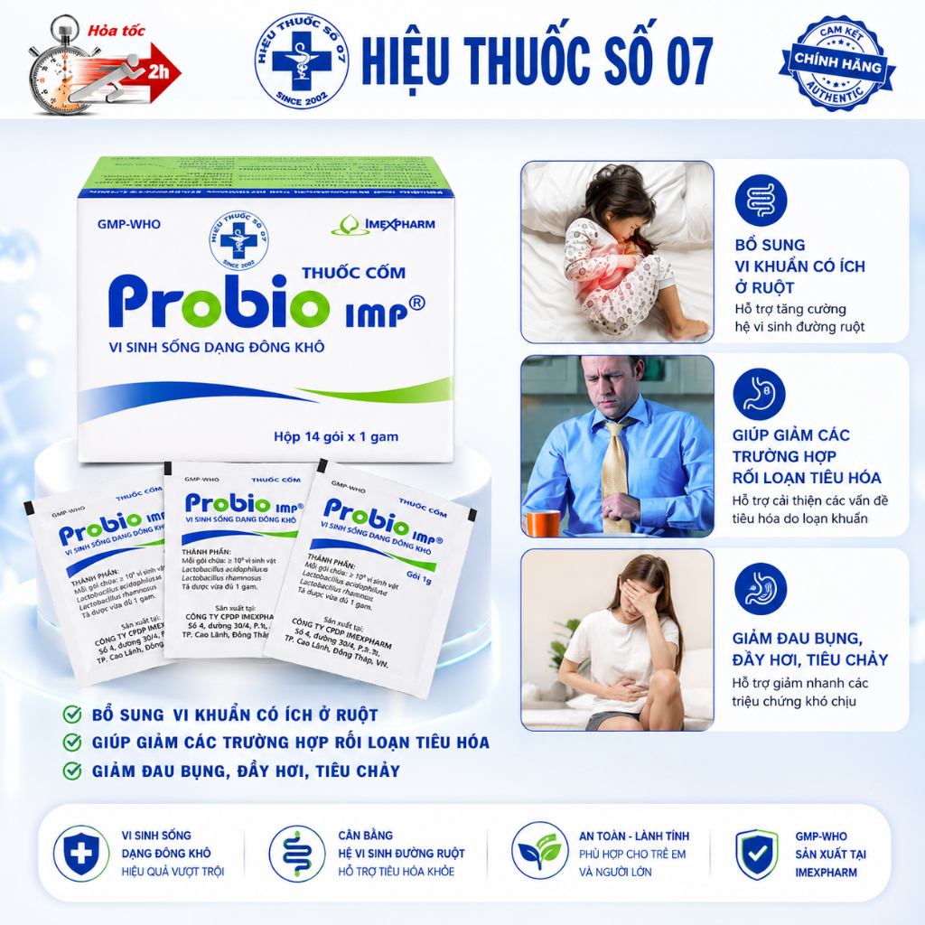 Men vi sinh Probio IMP tăng cường hệ vi sinh đường ruột, giảm đau bụng ...