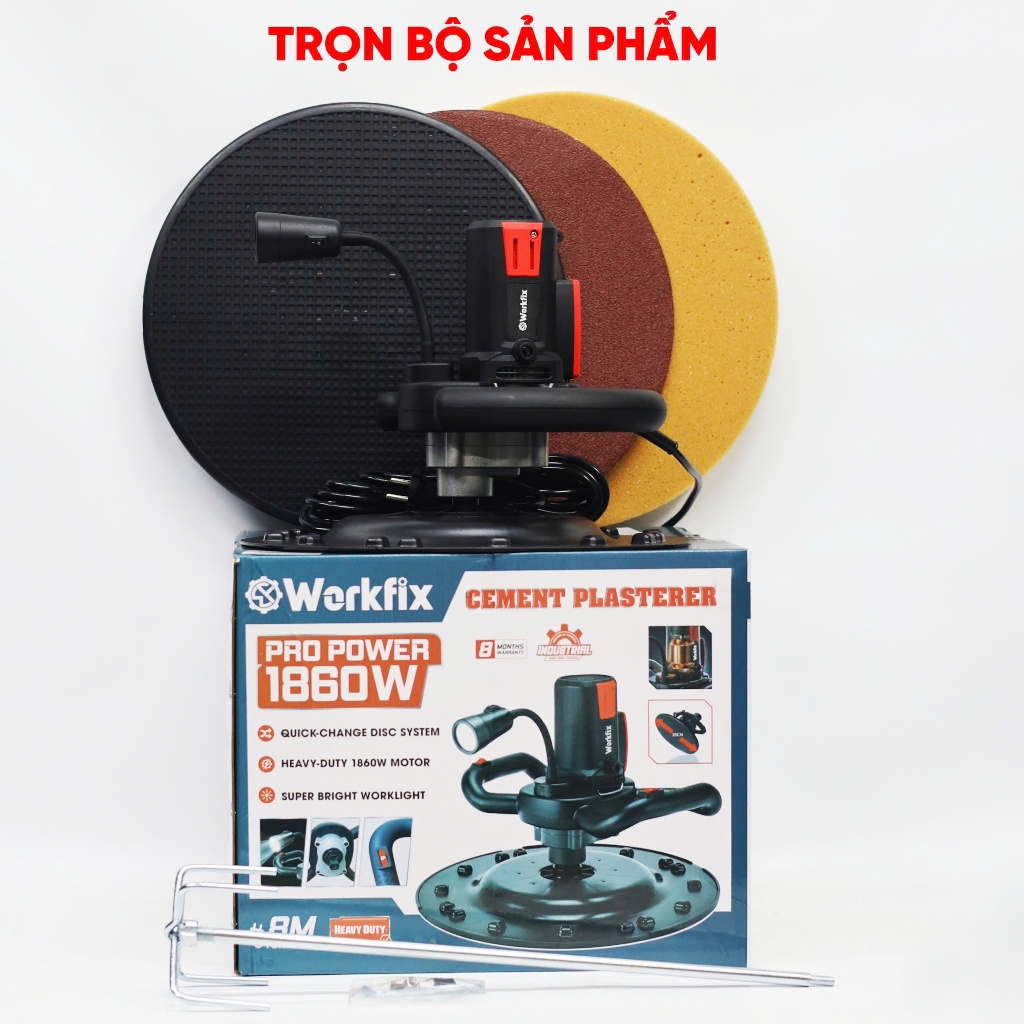 [TẶNG BỘ PHỤ KIỆN] Máy Xoa Vữa Chát Tường Workfix WF-CP1860W Công Suất 1680W - 6 Tốc Độ - Xoa Vữa, Khuấy Sơn, Chà Nhám
