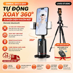 Giá Đỡ Gimbal Q02 + Q04 Xoay Tự Động 360° Theo Khuôn Mặt – Giá Đỡ Điện Thoại Livestream, Quay Video, Selfie Tracking