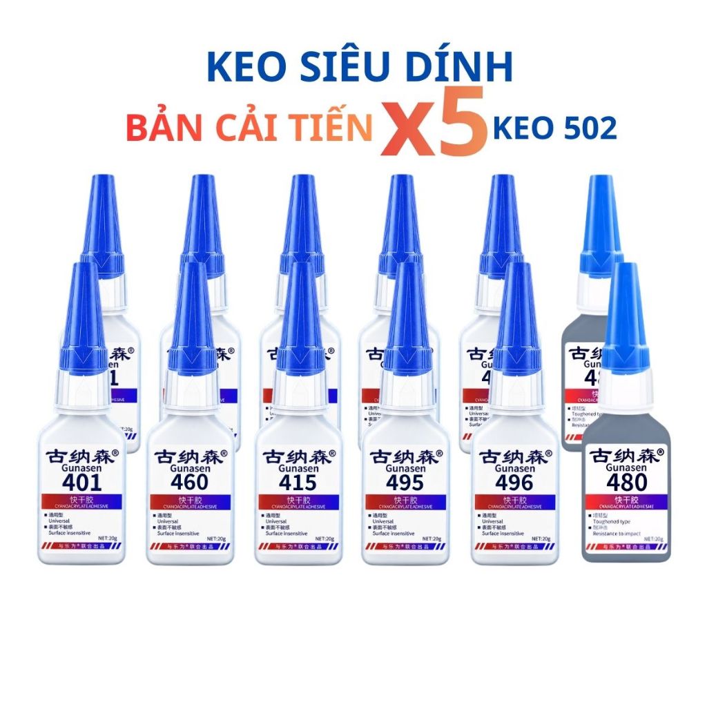 Keo dán đa năng bản cải tiến keo 502 keo dán Gunasen khô nhanh siêu dính dán mọi vật liệu 20g