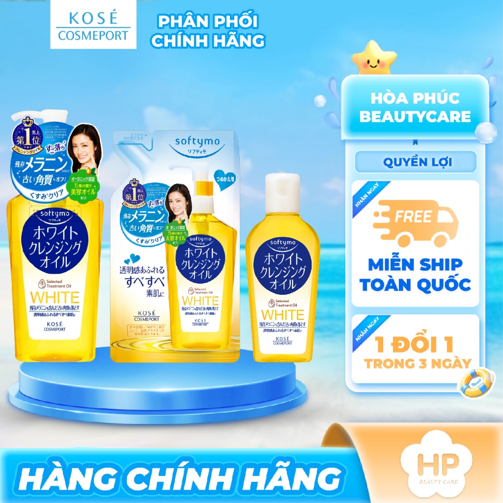 Dầu Tẩy Trang Giúp Dưỡng Sáng Da Kosé Softymo White Cleansing Oil (Mẫu Cũ - 3 Loại Dung Tích)