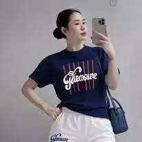 Bộ Áo Phông Nữ PONG In Chữ,Cổ Tròn,Tay Ngắn,Phối Quần Đùi,Chất Cotton Cao Cấp CP_21529