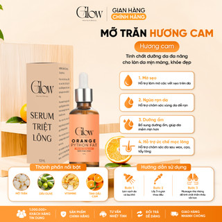 Serum Mỡ Trăn Triệt Lông Nguyên Chất Hương Cam Hỗ Trợ Triệt Lông Sau Wax Lông GLOWWAXING CHE TÊN