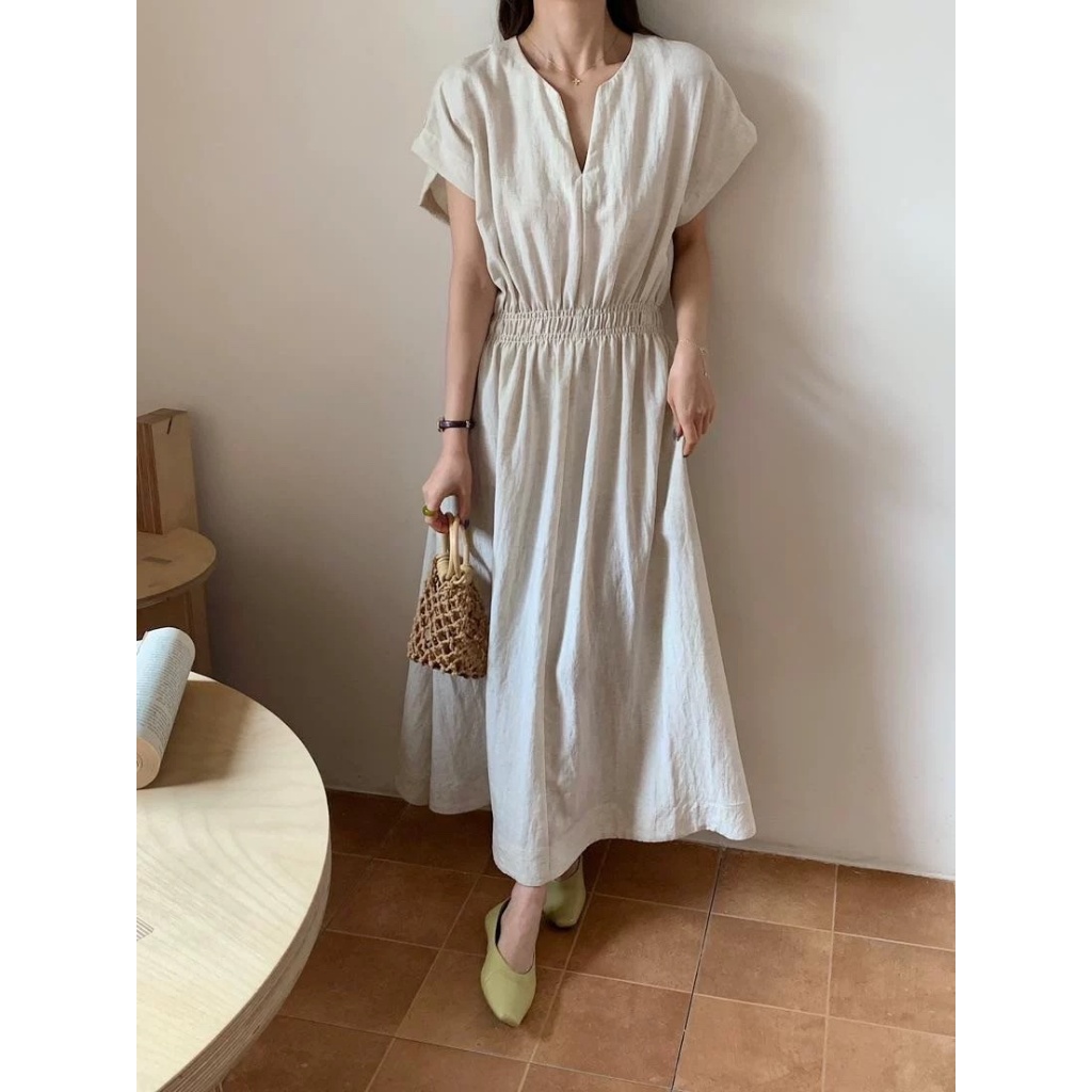 𝗧𝗶𝘁 -Đầm Tơ nhún eo
