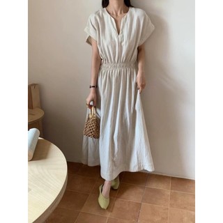 𝗧𝗶𝘁 𝗗𝗿𝗲𝘀𝘀-|LYLINEN|-Đầm Tơ nhún eo