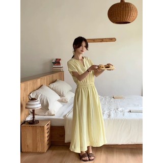 𝗧𝗶𝘁 𝗗𝗿𝗲𝘀𝘀-|LYLINEN|-Đầm Tơ nhún eo
