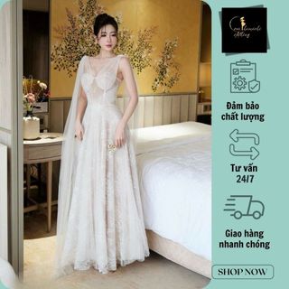 Đầm ren cup ngực hai vạt vai cao cấp sang chảnh Eva hamichi