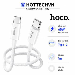 Cáp Sạc Nhanh 60W TypeC to TypeC Hoco THM206 Dây Bện Nylon Đầu hợp kim nhôm Chắc Chắn Dài 1m