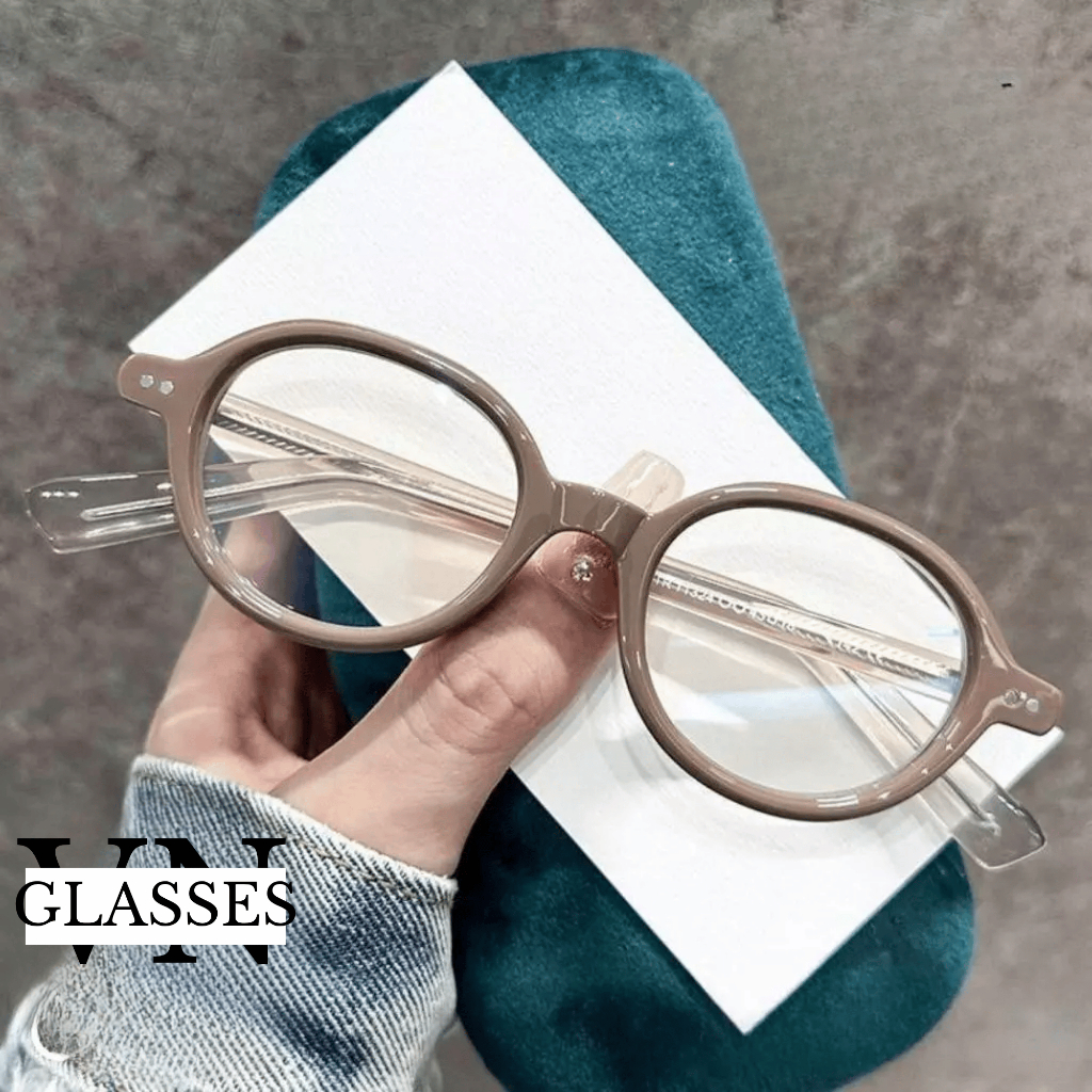 Gọng kính tròn nam nữ phong cách trẻ trung hiện đại chống ánh sáng xanh YD 11324